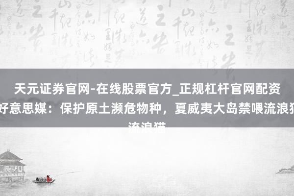 天元证券官网-在线股票官方_正规杠杆官网配资 好意思媒：保护原土濒危物种，夏威夷大岛禁喂流浪猫