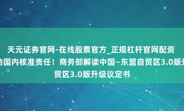 天元证券官网-在线股票官方_正规杠杆官网配资 正加速鼓动国内核准责任！商务部解读中国—东盟自贸区3.0版升级议定书